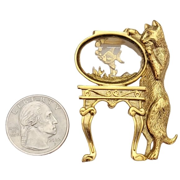1928 Brand Cat Fish Bowl Pin Brooch K128 - Picture 6 of 10